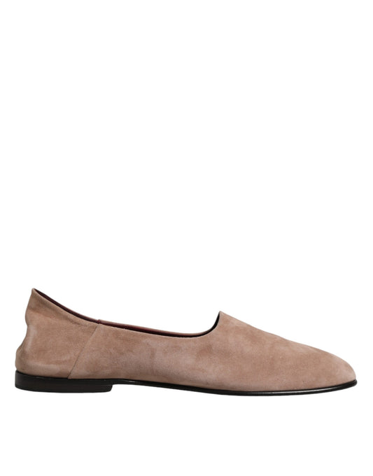 Beige Leather Suede Slip On Loafers Dress Shoes