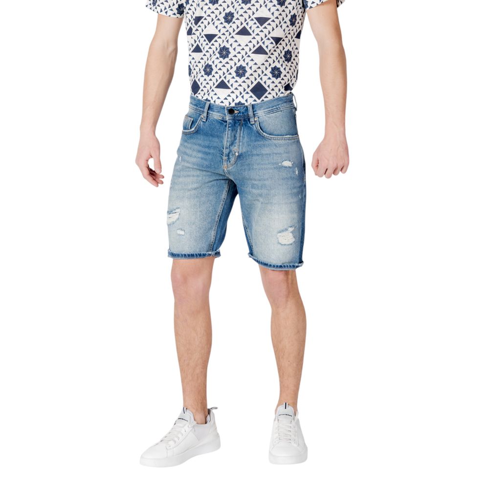 Blue Cotton Bermuda Shorts