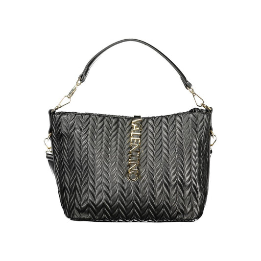 Black Polyurethane Women's Shoulder Bag