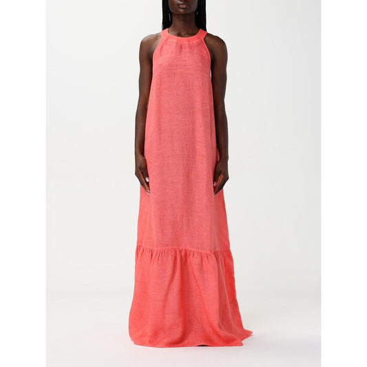 Orange Linen Casual Dress