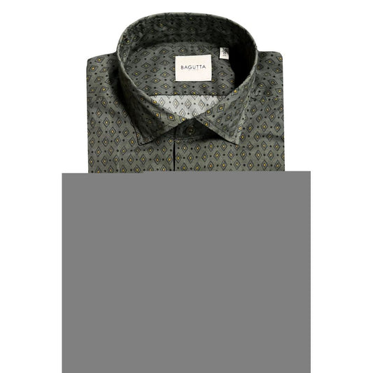 Green Cotton Men's Slim Shirt