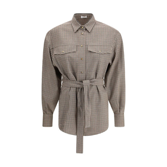 Brown Fleece Wool Pattern Shirt