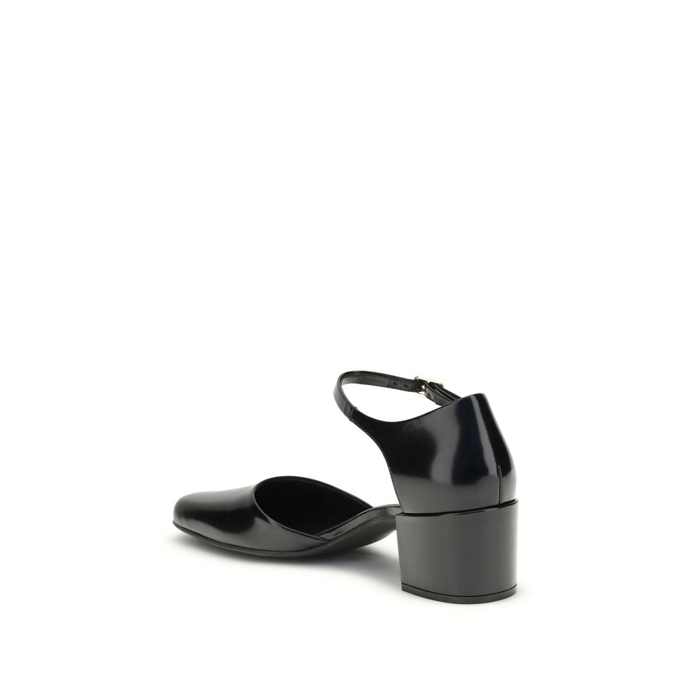 Black Calf Leather Bos Taurus Mid Heel Pumps