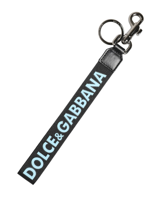 Black Blue Logo Polyester Brass Holder Keychain Keyring