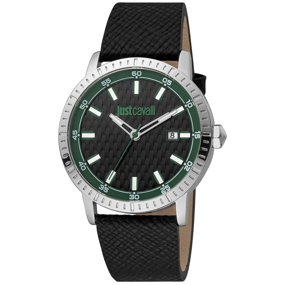 Black Leather Dress Watch