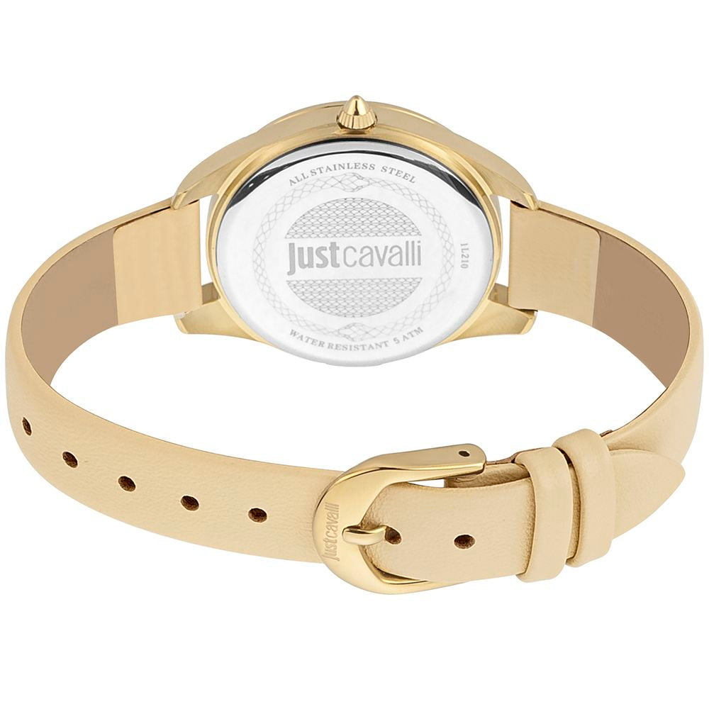 Beige Leather Dress Watch