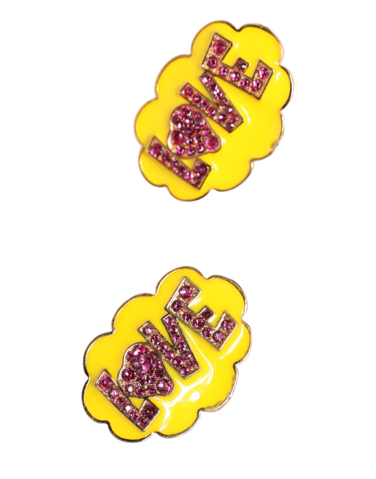 Gold Brass LOVE Cartoon Crystal Clip-On Jewelry  Earrings