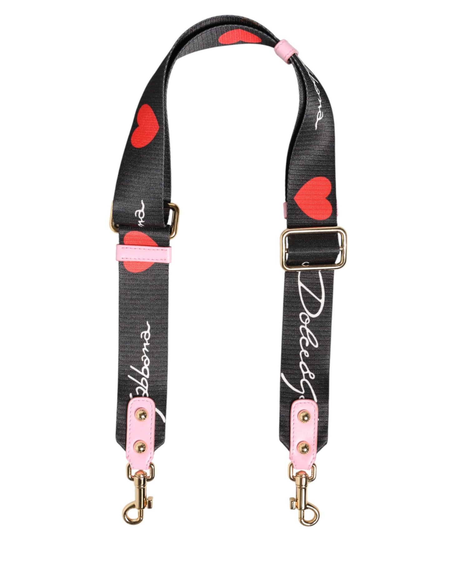 Strap Black Pink Canvas Heart Logo Bag Accessory Shoulder