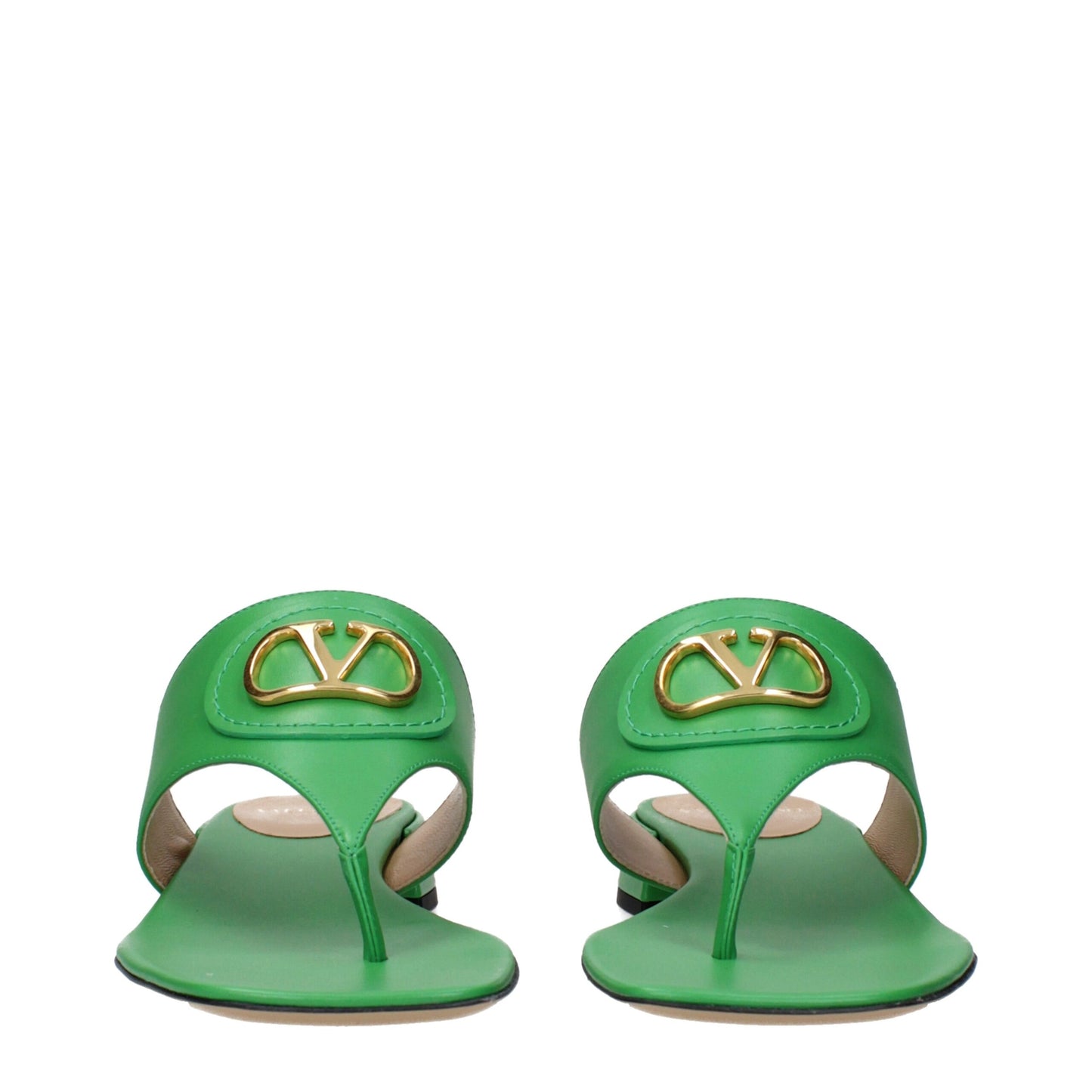 Green Leather Flip-Flop Sandals