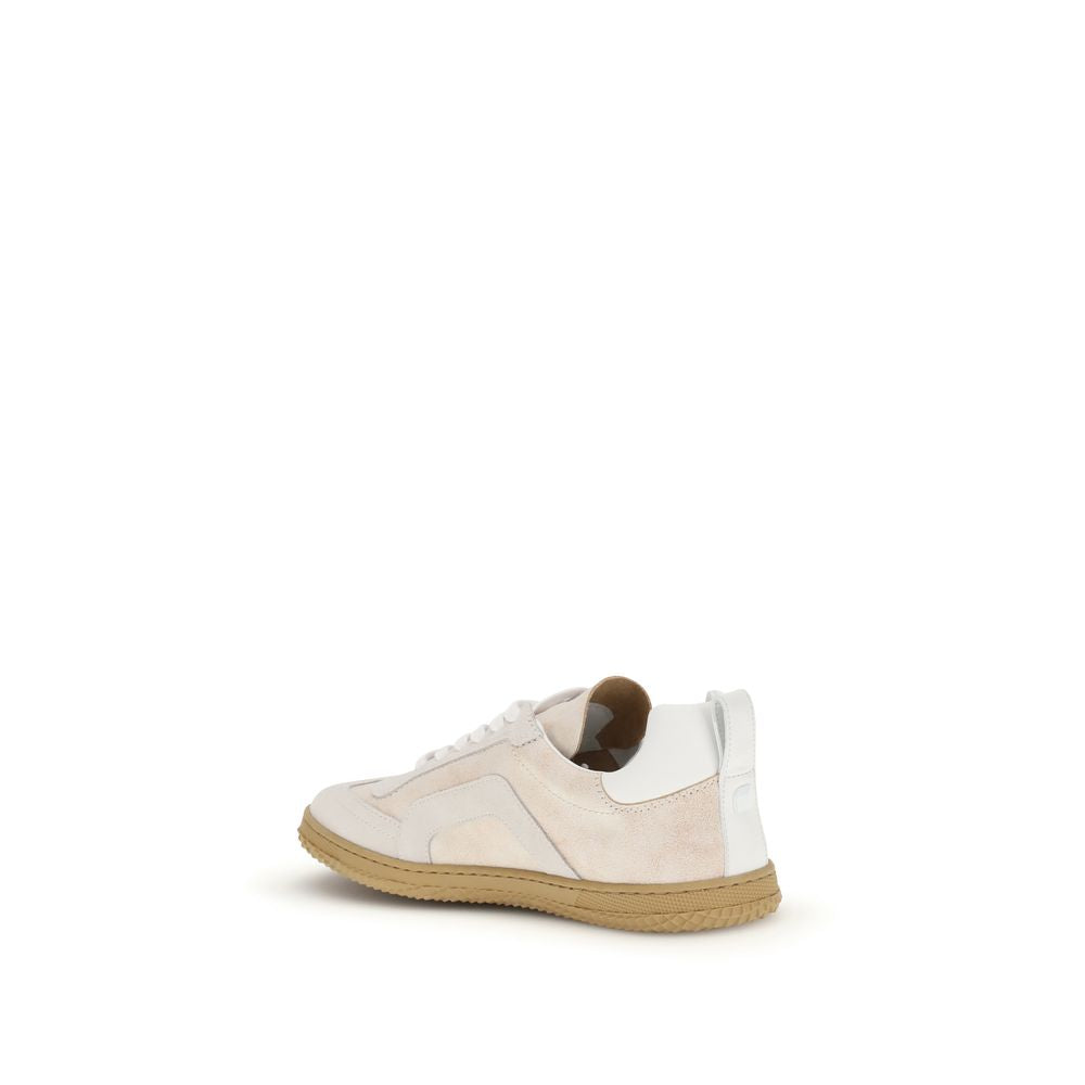 Beige Calf Leather Bos Taurus Low Top Sneakers