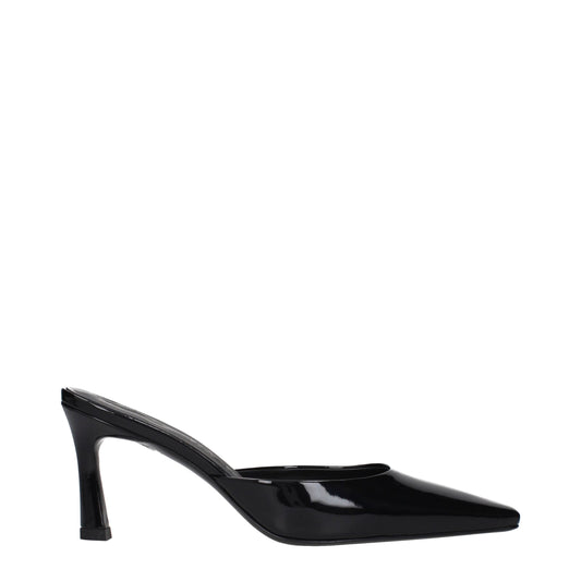 Black Leather Flat Sandals