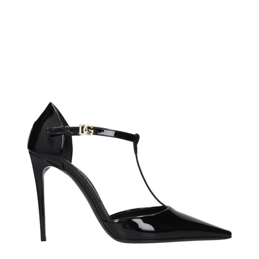 Black Leather High Heel Pumps