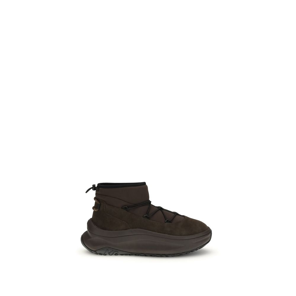 Brown Polyester Lace-Up Boots