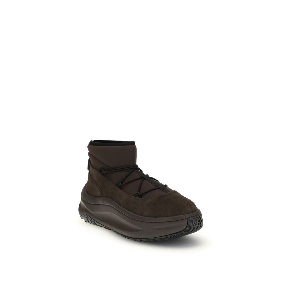 Brown Polyester Lace-Up Boots