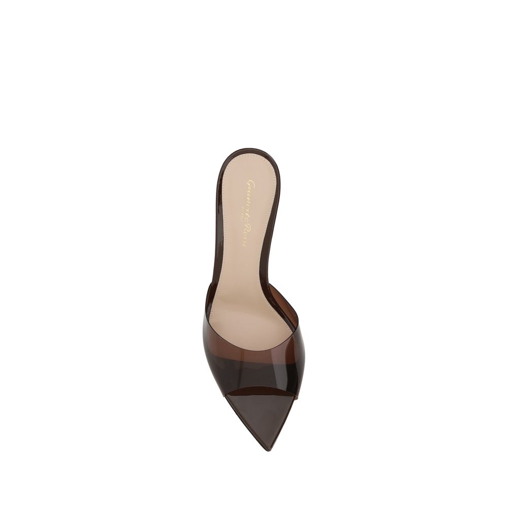 Brown Polyurethane Stiletto Heel Sandals
