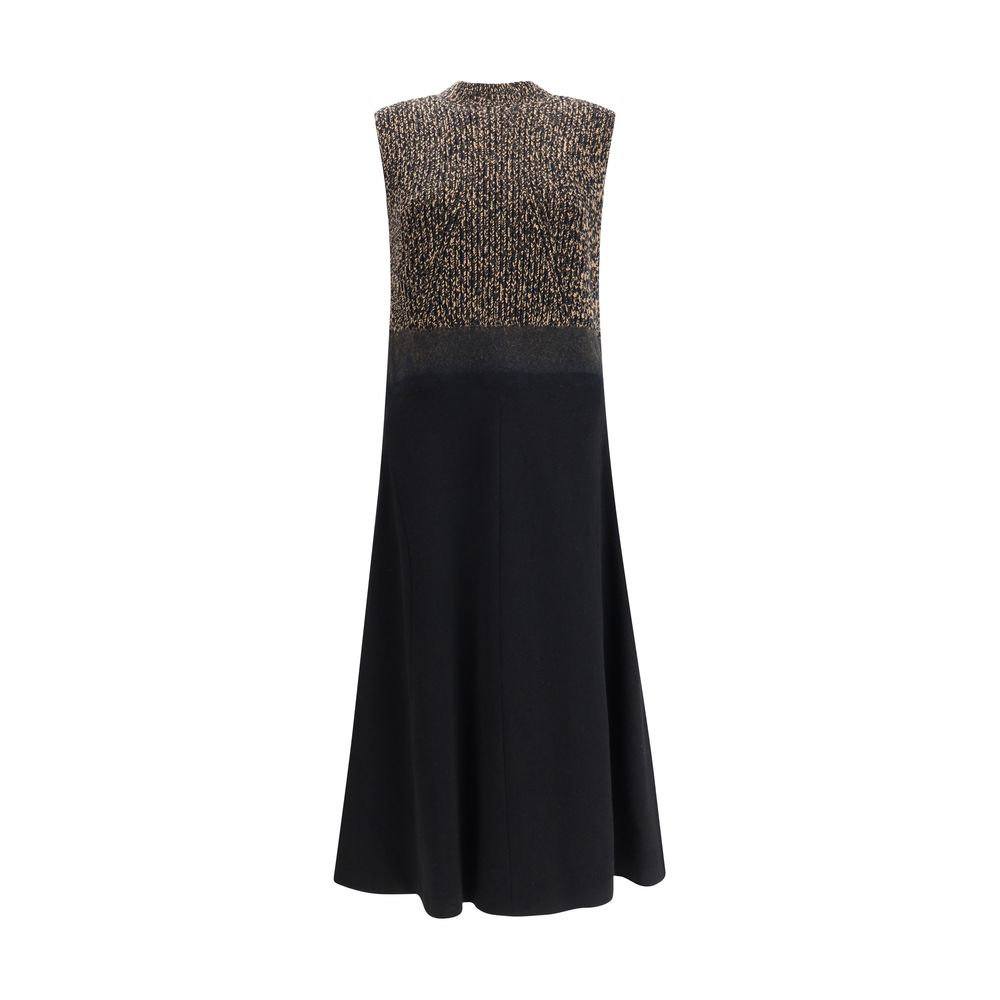 Black Fleece Wool Casual Dress