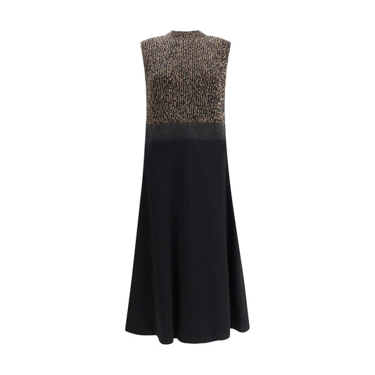 Black Fleece Wool Casual Dress