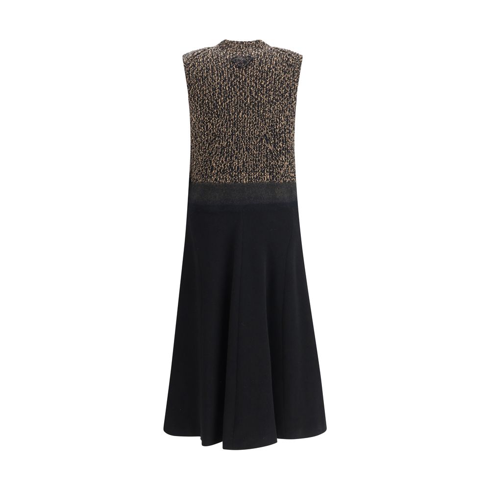 Black Fleece Wool Casual Dress