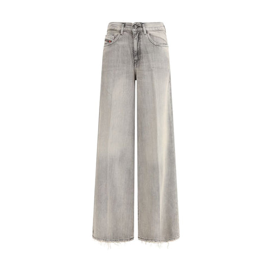 Gray Cotton Flared Jeans