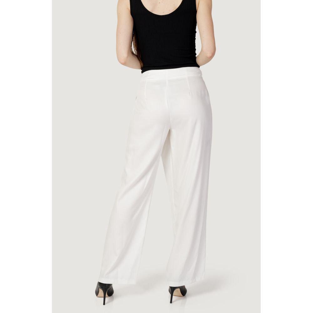 Cream Cotton Casual Pants