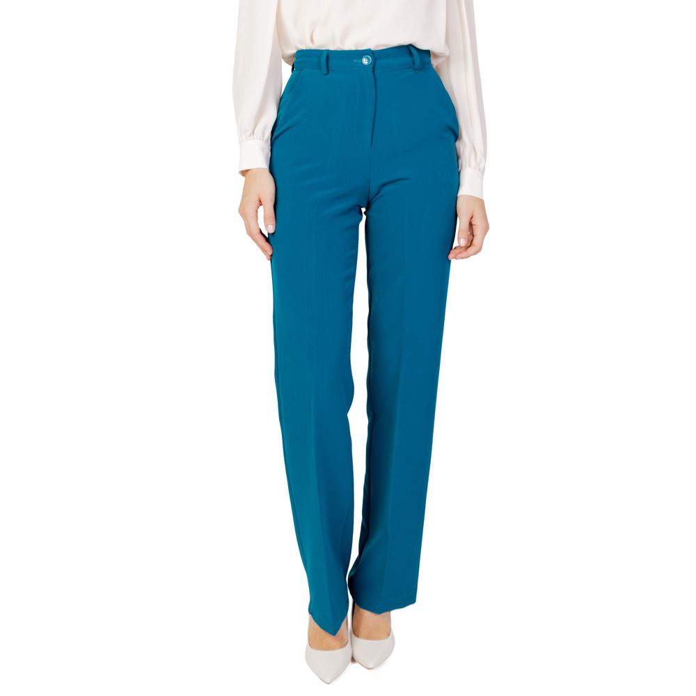 Black Elastane Casual Pants