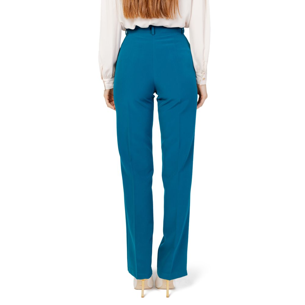 Black Elastane Casual Pants