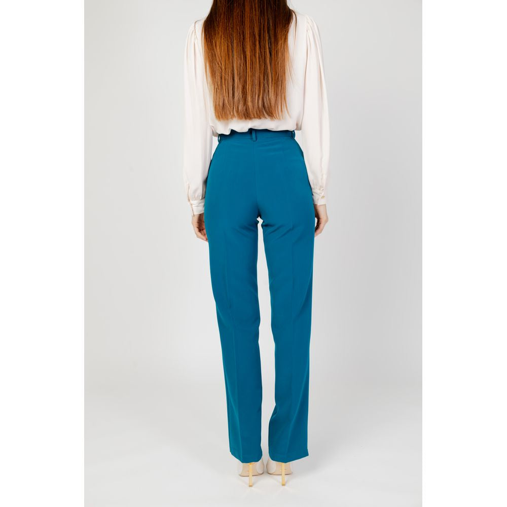 Black Elastane Casual Pants