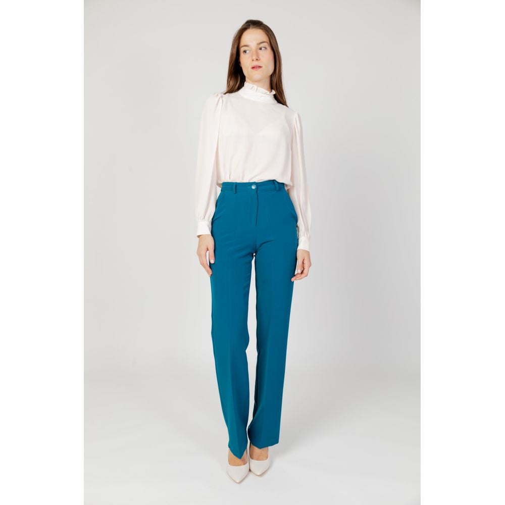 Black Elastane Casual Pants