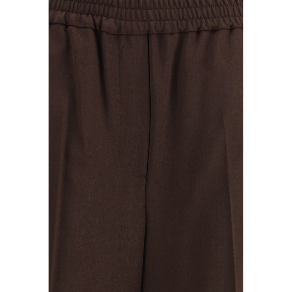 Gray Polyester Casual Pants