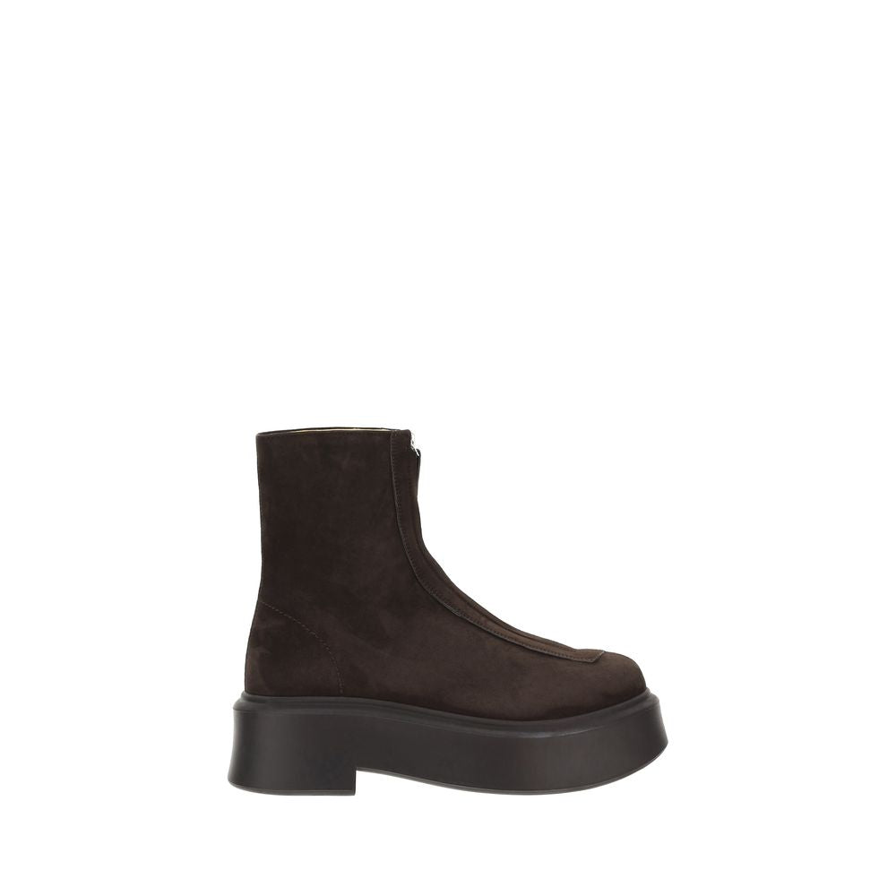 Brown Rubber Lace-Up Boots