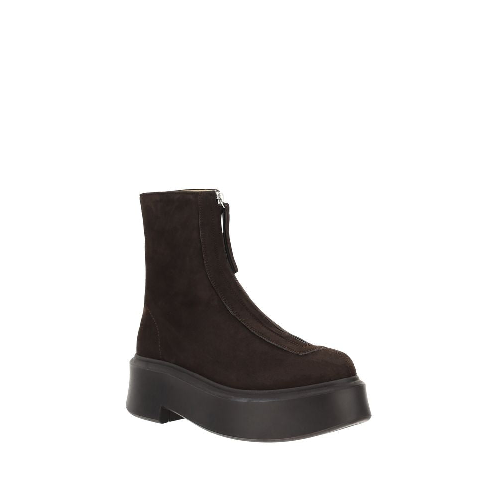 Brown Rubber Lace-Up Boots