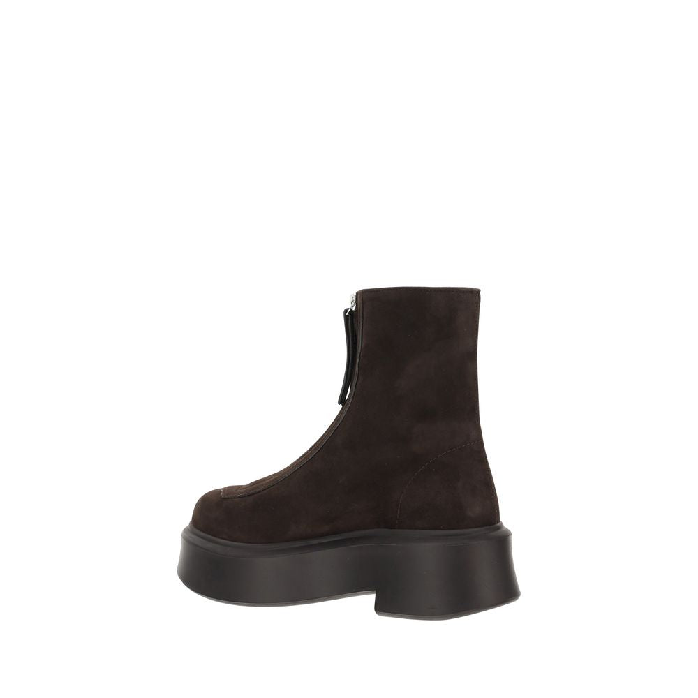Brown Rubber Lace-Up Boots