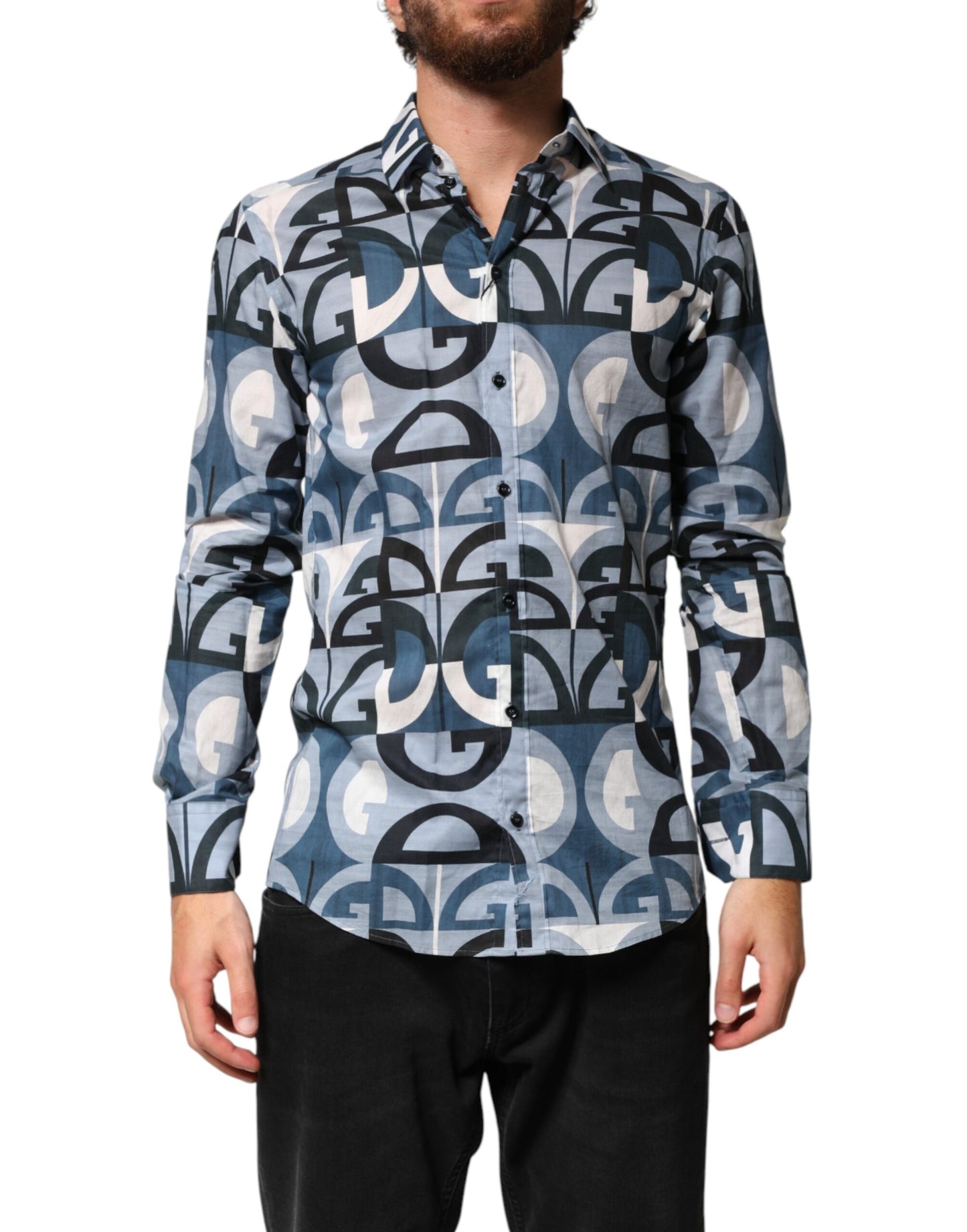 Blue MARTINI Long Sleeves Casual Logo Shirt