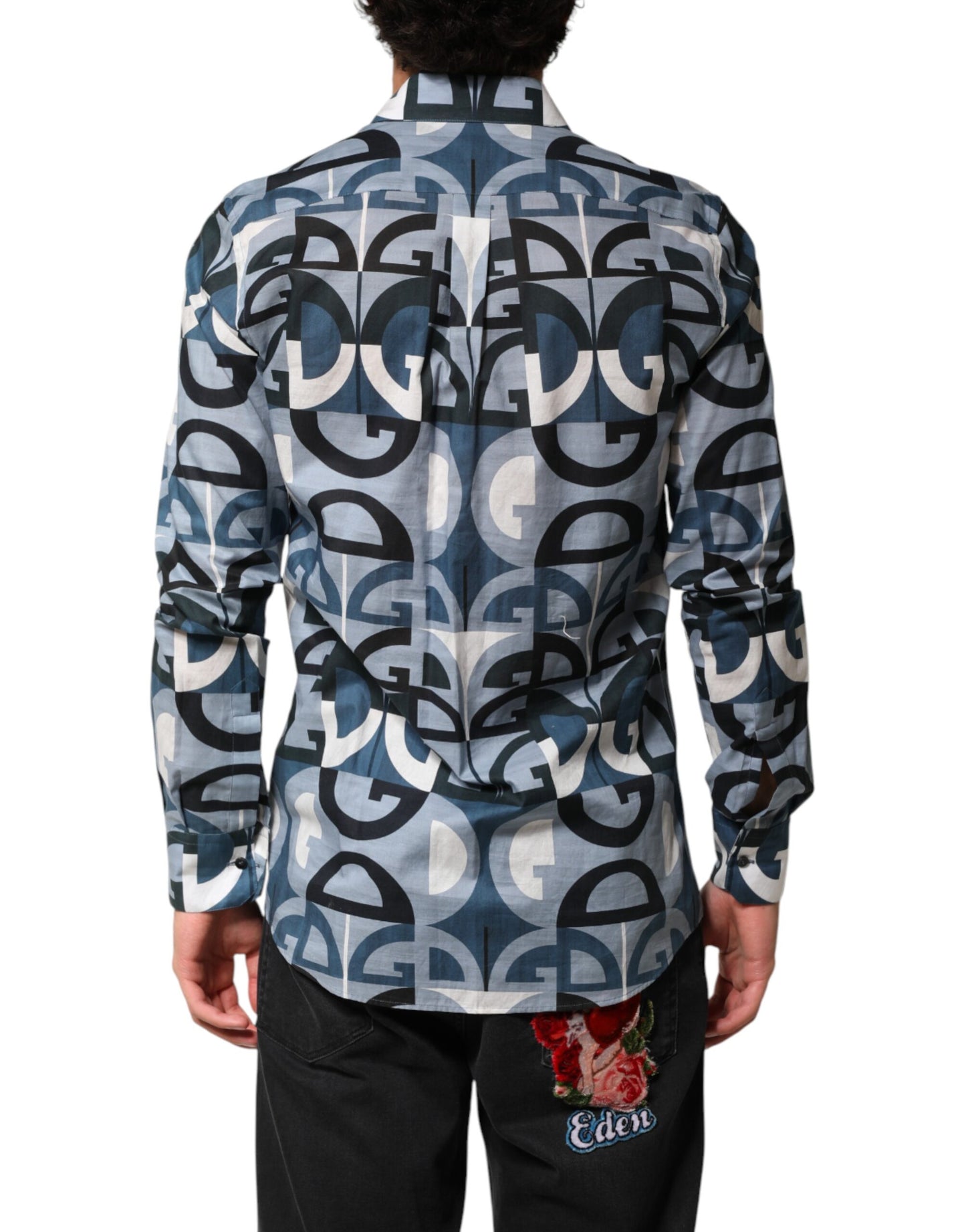 Blue MARTINI Long Sleeves Casual Logo Shirt