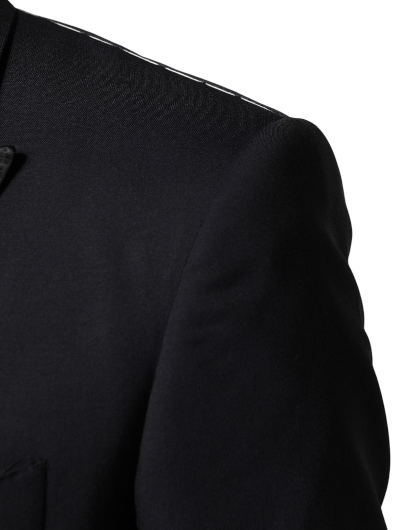 Black Wool Single Breasted 3 Piece Men Suit
