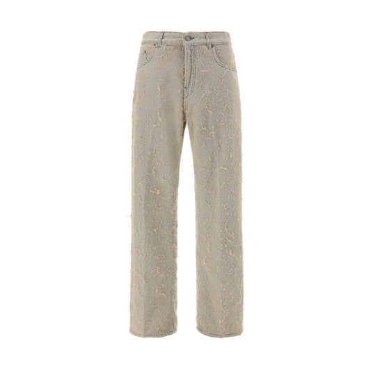 Blue Cotton Straight-Leg Jeans
