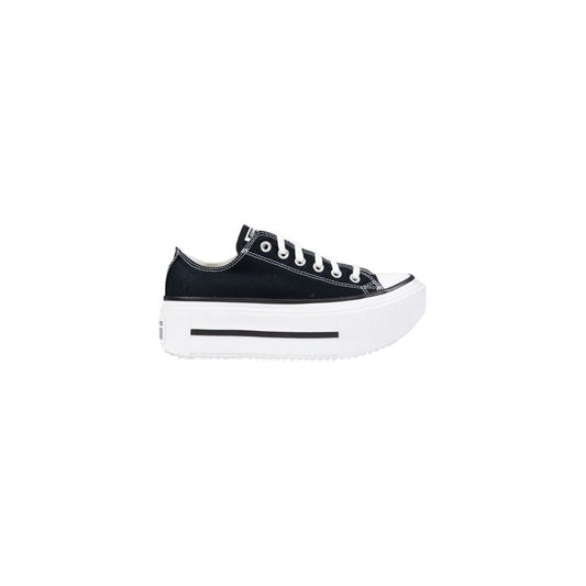 Black And White Fabric Platform Sneakers