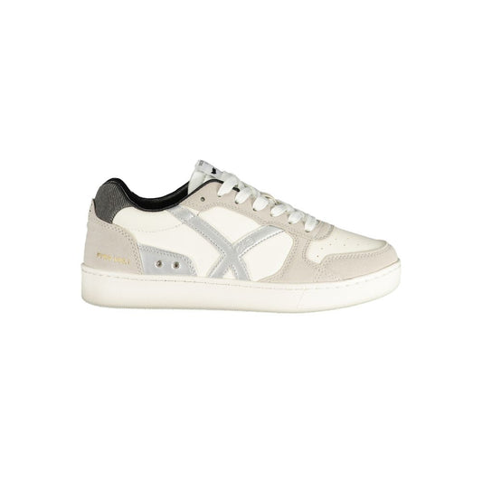 White Polyurethane Women Sneaker