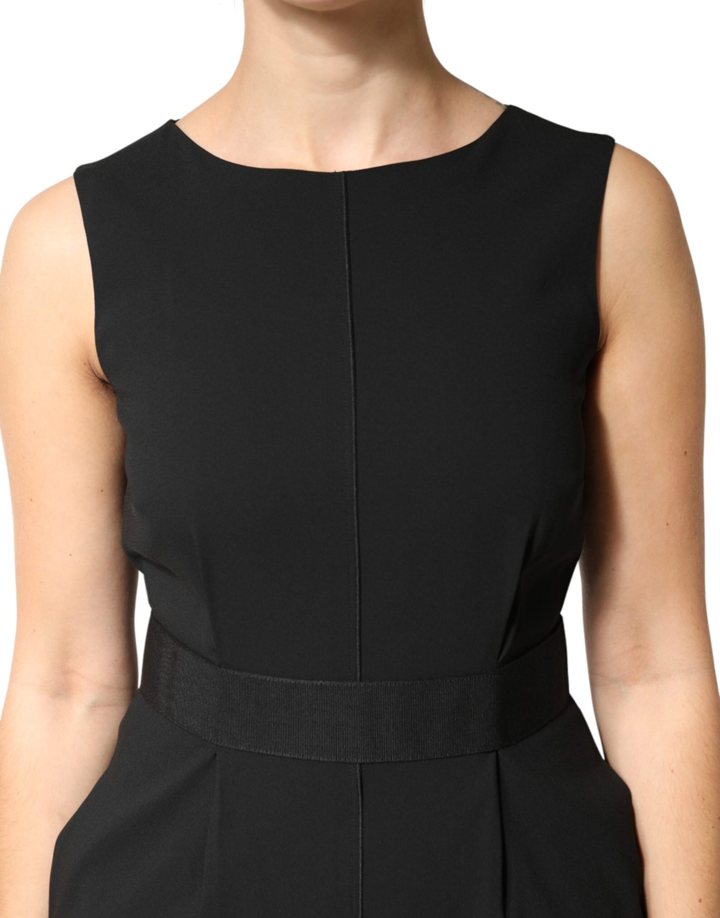 Black Sleeveless Sheath Knee Length Dress