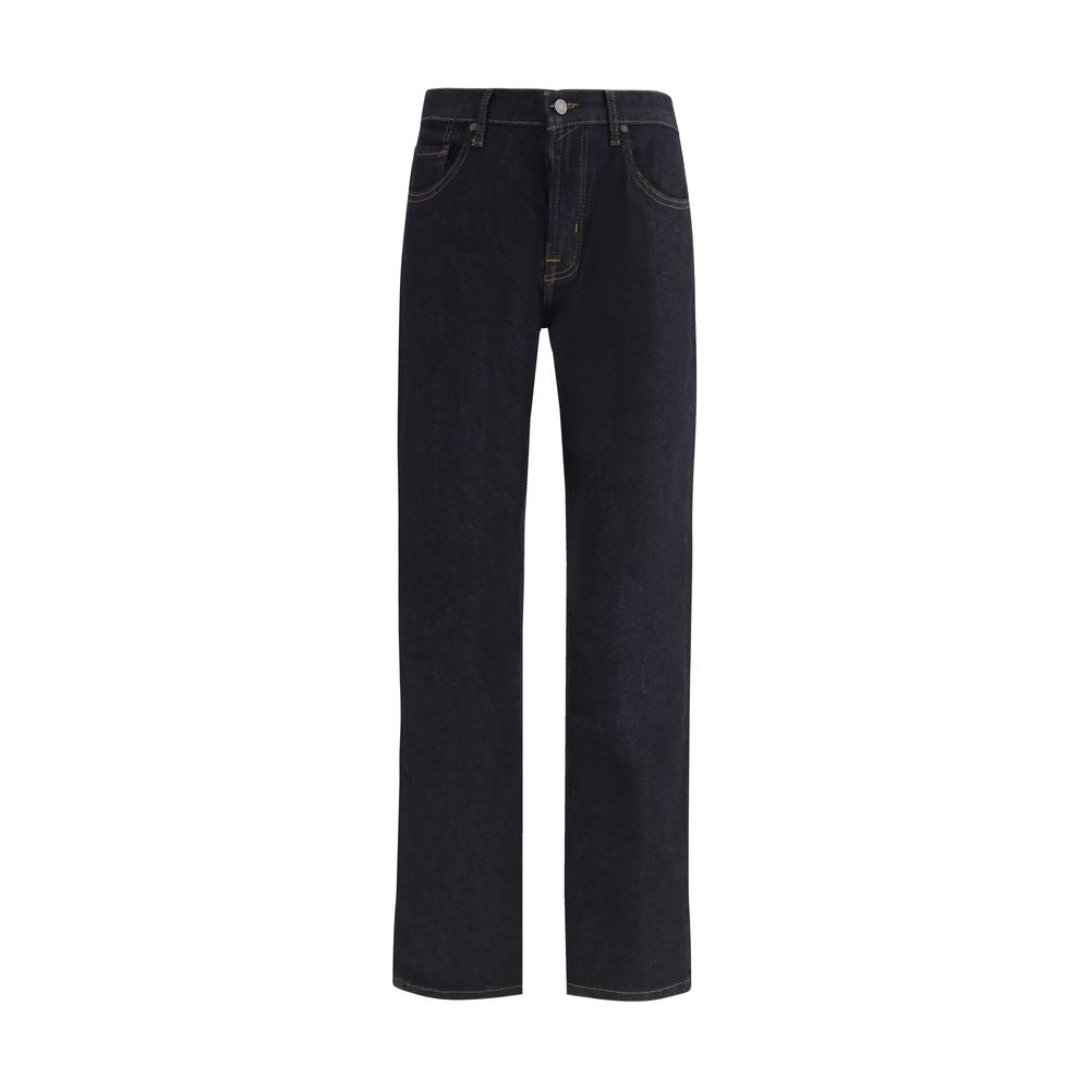 Blue Cotton Straight-Leg Jeans