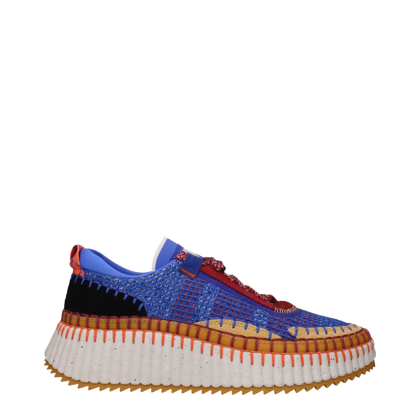 Blue Fabric Chunky Sneakers