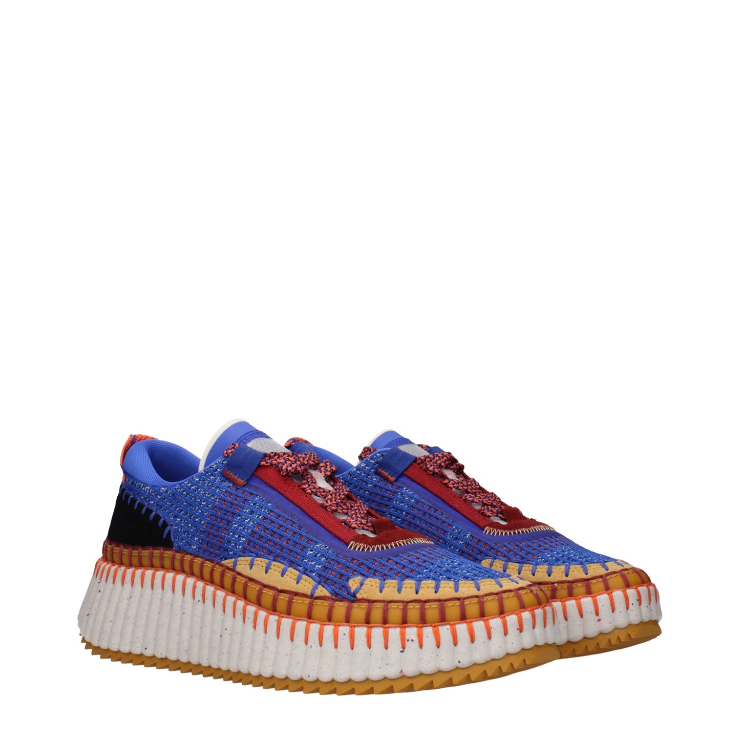 Blue Fabric Chunky Sneakers
