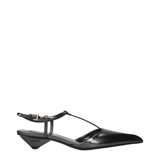 Gray Leather Sandals