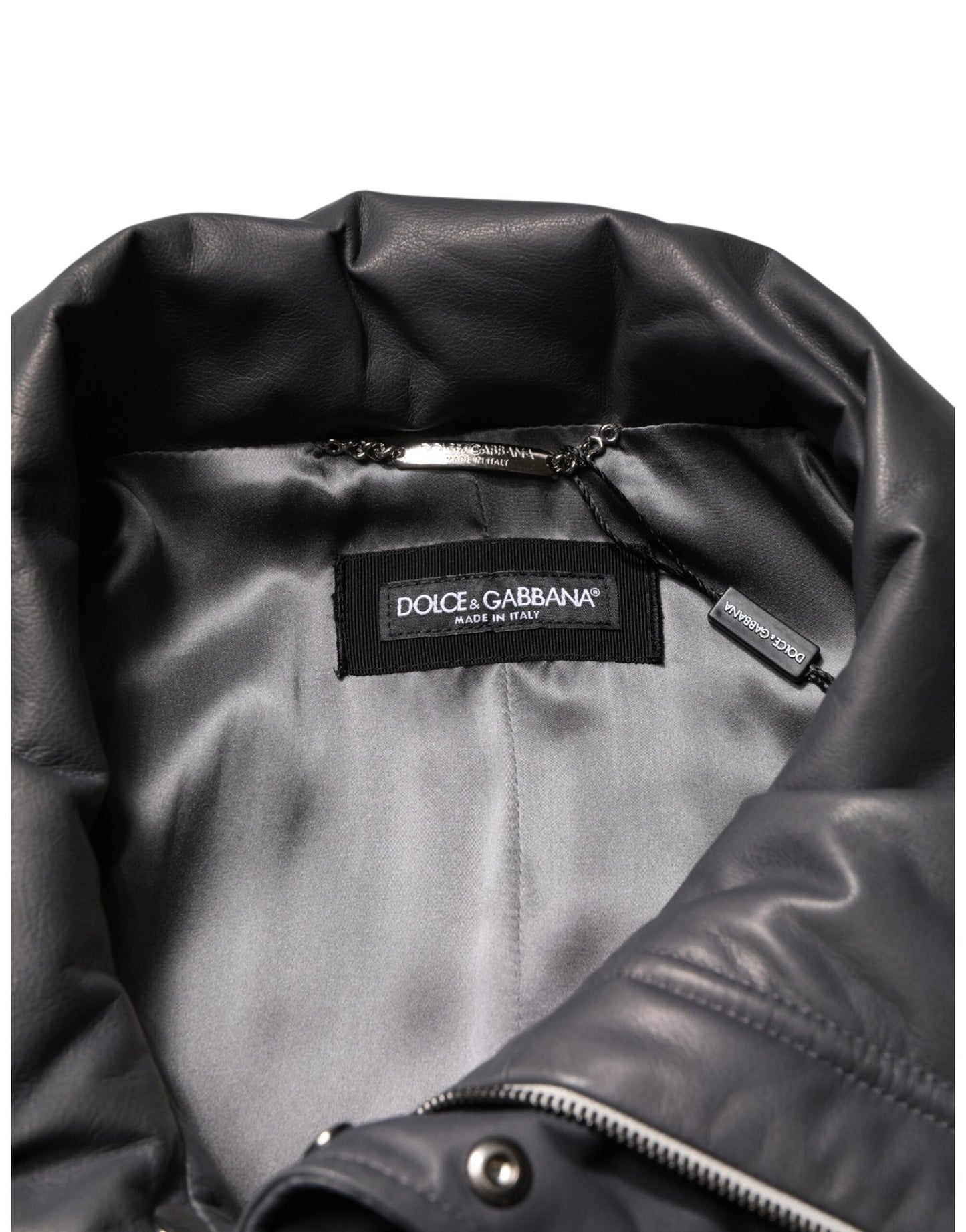 Black Leather Collared Trench Coat Jacket