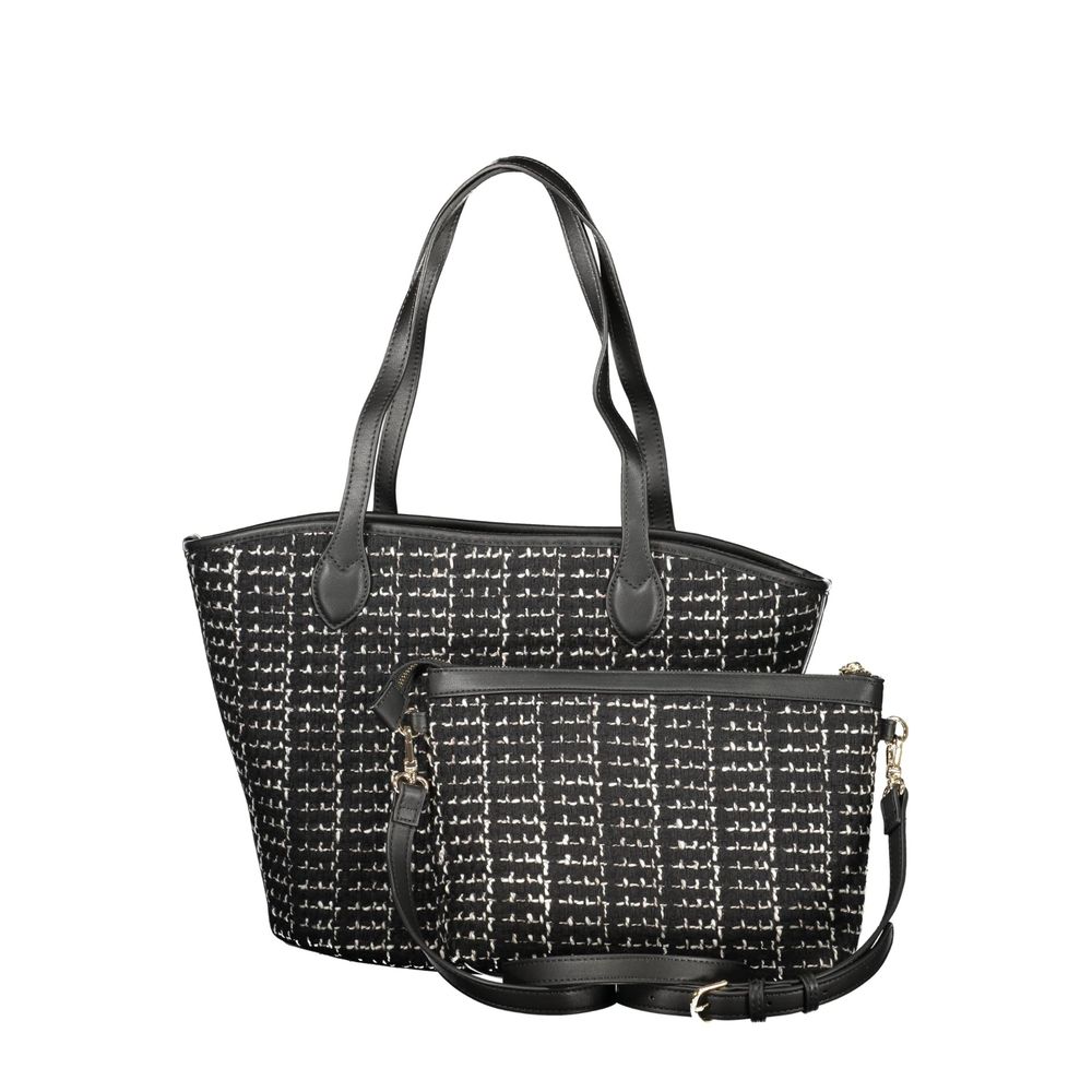 "Black Polyurethane Women Bucket Bag"
