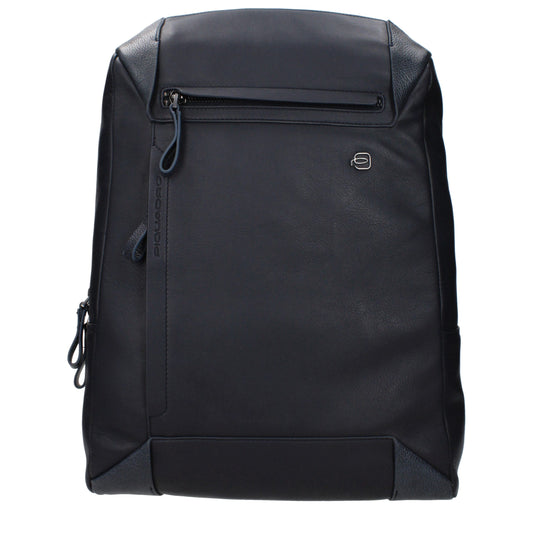 Blue Leather Backpack