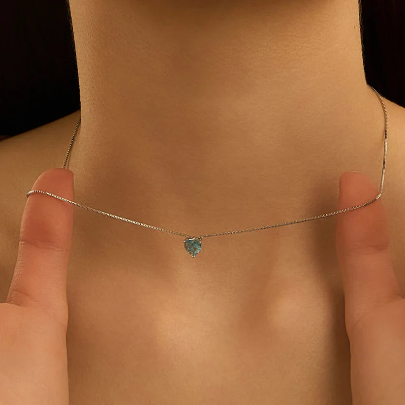 Stroili Collana Silver Rainbow – Argento 925 e Punto Luce a Cuore Azzurro