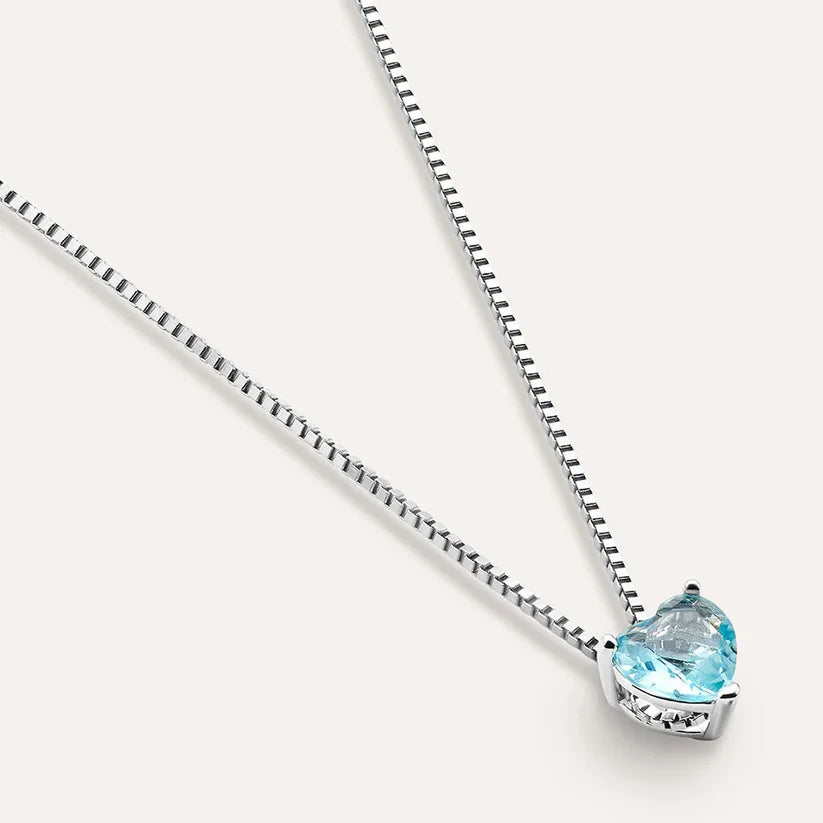 Stroili Collana Silver Rainbow – Argento 925 e Punto Luce a Cuore Azzurro