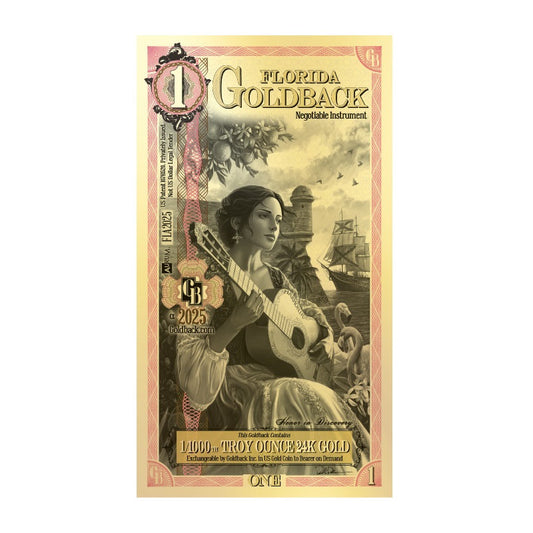1 Florida Goldback – Banconota in Oro Puro 1/1000 oz