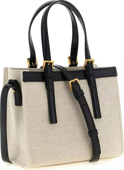 Borsa tote in lino beige